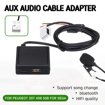 bluetooth AUX vevőkábel USB-vel, mikrofonnal Kihangosító AUX adapter Peugeot 207 307 407 308 Citroen C2 C3 RD4 esetén 0