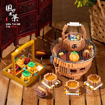 Ajándék világító összeszerelt játékok fiataloknak vagy felnőtteknek Dim sum építőelemek Kínai lakberendezés GuangDong stílus 2533db