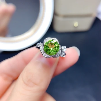 2021 új zöld olivin gyűrű nőknek ékszerek valódi 925 ezüst gyűrű ovális természetes drágakő gyűrű lány születésnapi ajándék felület aranyozott