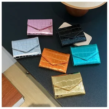 Kőmintás pénztárca női új rövid lakkpénztárca kártyatartó Kuplung pénztárca Egyszerű divat Személyiség