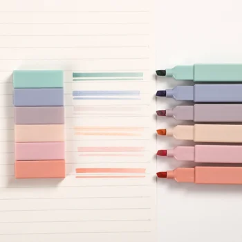 6db/set Kawaii jelölő toll DIY fotóalbum folyóirat fluoreszkáló toll puha hegyű kiemelő világos színű diák írószer kellékek