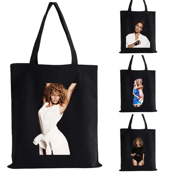 2023 Beyoncé World Tour Hip Hop rajzfilm Beyoncé fekete válltáska táskák női bevásárlótáska újrafelhasználható kézitáskák
