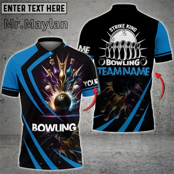 Testreszabott Strike King Bowling többszínű opció 3D póló egyedi név csapat ingek Férfi ajándék bowling szerelmeseinek Póló felsők-371