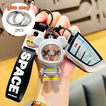 Új kreatív, klassz hiphop űrmedve kulcstartó villám űrhajós medve autóbaba kulcstartó divat medál kiegészítők ajándék