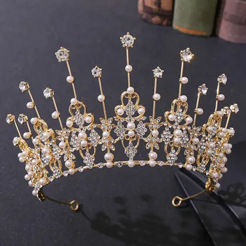 Arany/ezüst színű kristálygyöngyök Esküvői tiarák és koronák menyasszonynak Noiva Luxus fejpántok nőknek Lányok hajdíszei