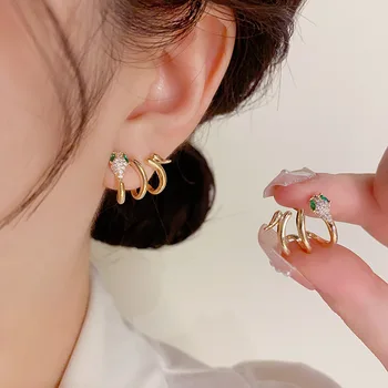 Yixin divatos kígyó alakú fülbevaló nőknek divat arany színű cirkónium fülbevaló koreai esküvői parti ékszerek