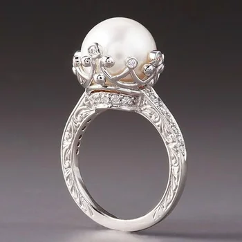 2024 Egyedi design Nagy kerek gyöngy utánzatú díszgyűrűk nőknek Eljegyzés esküvői parti divat női gyűrű forró ékszerek