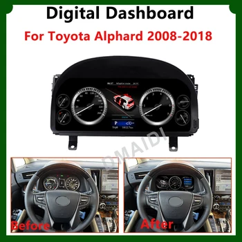 12.3 hüvelykes műszerfal kijelző Toyota Alphard 2008-2018 autó digitális LCD oktatópanel Linux rendszer virtuális pilótafülke