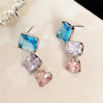 Divat geometriai kristálycsepp fülbevaló nőknek Luxus új színes fülek ékszerek nagykereskedelme