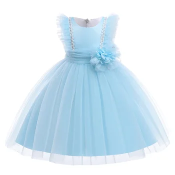 Gyerekek születésnapi hercegnő ruha lányoknak Gyermek jelmez Virág tüll Hivatalos koszorúslány ruhák Lány party esküvői báli ruha 0