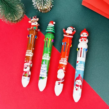 1PC Karácsonyi 10 színű golyóstoll Diáksajtó toll színes toll Mikulás golyóstoll 0,5 mm-es iskolai írószer Gyerek ajándékok 2