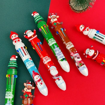 1PC Karácsonyi 10 színű golyóstoll Diáksajtó toll színes toll Mikulás golyóstoll 0,5 mm-es iskolai írószer Gyerek ajándékok 3