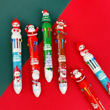1PC Karácsonyi 10 színű golyóstoll Diáksajtó toll színes toll Mikulás golyóstoll 0,5 mm-es iskolai írószer Gyerek ajándékok 4