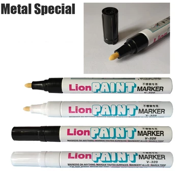 1db LION V-320 állandó jelölő magas hőmérsékletnek ellenálló festéktoll rozsdamentes acél fém speciális 2.0MM festési kellékek 0