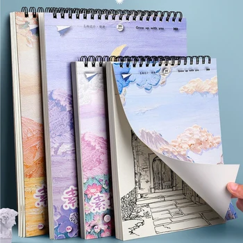 8K/A4 Felhajtható aranyos akvarell vázlatfüzet tekercs rajzkönyv Jegyzetfüzetek diákoknak Vastag papír Kezdő diákoknak 30 lap
