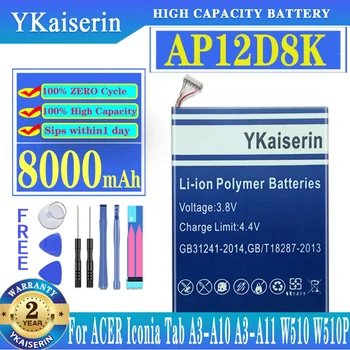  YKaiserin tabletta akkumulátor AP12D8K ACER Iconia Tab A3-A10 A3-A11 W510 W510P 8000mah nyomkövetési kóddal