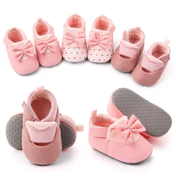 Kislány cipők Első járókelők rózsaszín aranyos csokorcsomó meleg pamut puha lapos talpú babacipő újszülöttnek kisgyermek csecsemő 0-18M