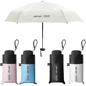Mini utazási esernyő nőknek Kompakt UV-védelem Kis hordozható táska összecsukható esernyők Napernyő Ultrakönnyű esős napernyő 0