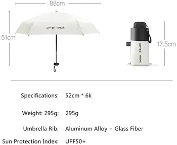 Mini utazási esernyő nőknek Kompakt UV-védelem Kis hordozható táska összecsukható esernyők Napernyő Ultrakönnyű esős napernyő 1