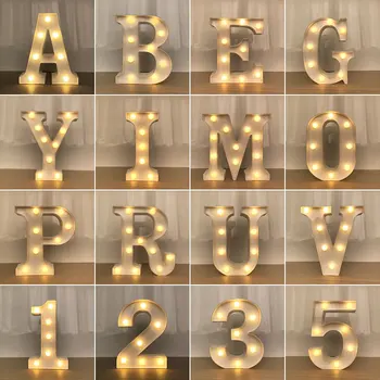 16/21CM DIY világító lámpák LED betű éjszakai fény dekoratív betűk ábécé szám akkumulátor lámpa romantikus parti dekoráció 0