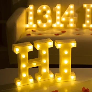 16/21CM DIY világító lámpák LED betű éjszakai fény dekoratív betűk ábécé szám akkumulátor lámpa romantikus parti dekoráció 3