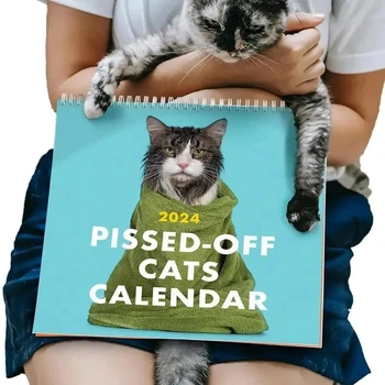 EZONE 2024 Dühös macska naptár Fun Wall Art naptár Dühös macskák Otthontervező & Napi szervező Havi cica naptár ajándékok