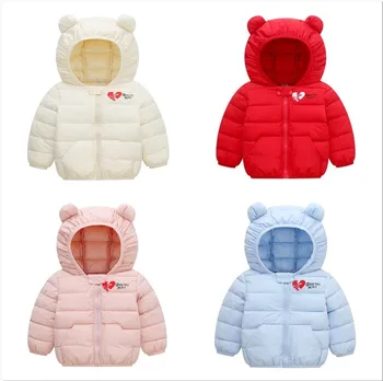 Téli lányok szív alakú mintás könnyű kabát kapucnis pulóver pamut felsőruházat gyermek őszi kabát alkalmi ruhák