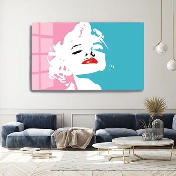 Rózsaszín és kék Gyönyörű női sztárok Portré poszterek és nyomatok Vászon festés Falfestmény Képek Home Bár Szoba dekoráció