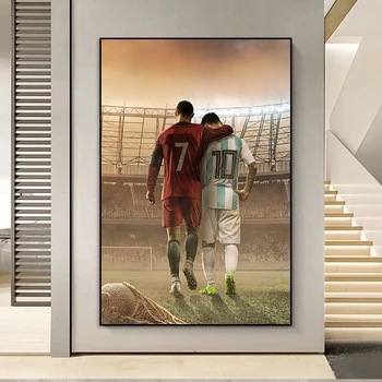 Modern sportolók Vissza Árnyék poszter nyomatok Futballcsillagok Fali művészet Vászon festmények Kép a nappalihoz Fiú otthoni dekoráció