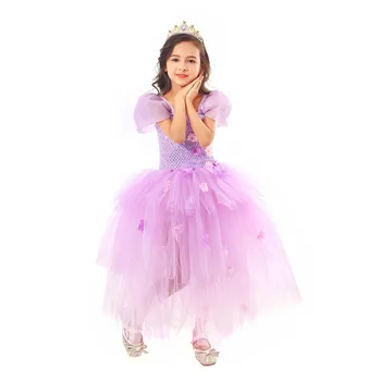 2024 Teenmiro hercegnő parti ruha kislányoknak Gyerekek Isabella cosplay jelmezek Gyermek virágok tüll báli ruha szerepjátékhoz