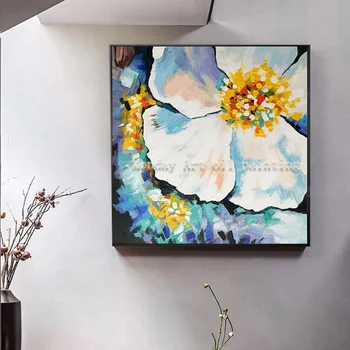 Dropshipping kézzel készített absztrakt Virágos virágolaj festés vászonra Modern pop art virágfestés Fali kép a nappaliba 0