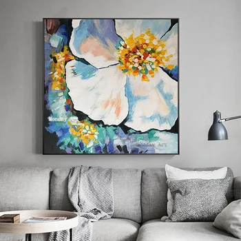 Dropshipping kézzel készített absztrakt Virágos virágolaj festés vászonra Modern pop art virágfestés Fali kép a nappaliba 1