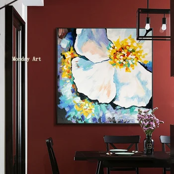 Dropshipping kézzel készített absztrakt Virágos virágolaj festés vászonra Modern pop art virágfestés Fali kép a nappaliba 4