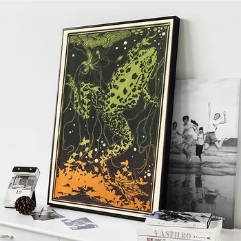 Julie De Graag Print Art poszter Úszás béka Antik vászon Festészet Állat Absztrakt Fali matricák Dekor 2