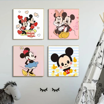 Rajzfilm Mickey egér és Donald kacsa vászonfestmények Disney anime plakátok Nyomatok fali képek a nappalihoz Lakberendezés