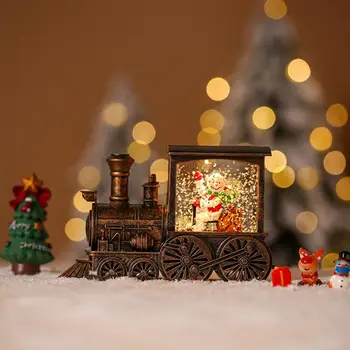 Karácsonyi díszek Bájos, vízzel töltött karácsonyi vonatdíszek led lámpákkal Imádnivaló hóember Mikulás asztali A 2