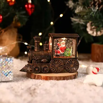 Karácsonyi díszek Bájos, vízzel töltött karácsonyi vonatdíszek led lámpákkal Imádnivaló hóember Mikulás asztali A 3