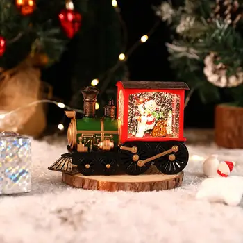 Karácsonyi díszek Bájos, vízzel töltött karácsonyi vonatdíszek led lámpákkal Imádnivaló hóember Mikulás asztali A 4
