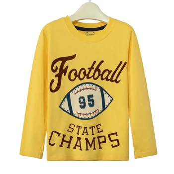 Amerikai futball Rögbi Gyermek pólók Champs Boys Hosszú ujjú pólók ingek divat fiú ruhák 100% pamut Gyerek felsőruházat