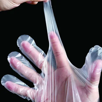 200Pcs eldobható kesztyű műanyag mentes átlátszó PE Vendéglátás Élelmiszer-tisztítás Eldobható kesztyűk Műanyag guantes desechables 4