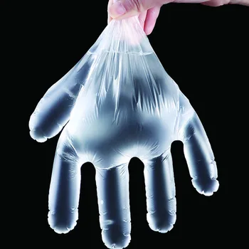 200Pcs eldobható kesztyű műanyag mentes átlátszó PE Vendéglátás Élelmiszer-tisztítás Eldobható kesztyűk Műanyag guantes desechables 5