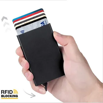 RFID Smart pénztárca kártyatartó fém vékony vékony férfi női pénztárcák Pop Up minimalista pénztárca Kis fekete pénztárca Vallet Walets férfiaknak