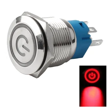 1db fém nyomógombos kapcsolóIP66 IK09 önvisszaállító Start Stop 5 láb vízálló kulcsok Power LED lámpával 3-6V gombkapcsoló
