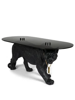 Olasz stílus Könnyű luxus High Sense Teaasztal Személyiség Kreatív Állat alakú Nappali Home Leopárd teaasztal