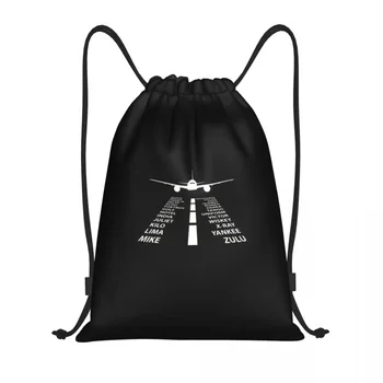 Fonetikus ábécé pilóta Repülőgép húzózsinóros táskák vásárláshoz Jóga hátizsákok Női Repülőgép Repülőgép Vadászgép Sport Edzőterem zsák