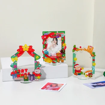 ins Forró kawaii karácsonyi sorozat 3 hüvelykes akril fotókártya keret tartó kártya fotótartó állvány kijelző iskolai írószerek