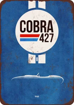 1968 Shelby Cobra 427 Vintage reprodukciós fém jel 8 x 12