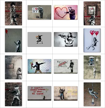 Falfestmény Banksy utcai graffiti vászon festészet Művészeti plakát és nyomatok Szerelem kisfiú Nappali Lakberendezés falfestmény