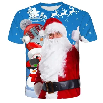 Gyermek Mikulás mintás póló Boldog karácsonyt fiúk és lányok ünnepi hangulata Póló Gyermek karácsonyi ajándék