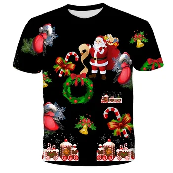 Gyermek Mikulás mintás póló Boldog karácsonyt fiúk és lányok ünnepi hangulata Póló Gyermek karácsonyi ajándék 1